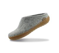 GLERUPS Slip On Slippers Women and Men with Rubber Sole (Grey) | Unisex Slip-on Wool Slipper Shoes Women Men | Comfy Outdoor Indoor Slippers | Cosy Gents and Ladies Slippers