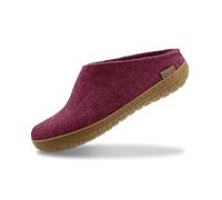 GLERUPS Slip On Slippers Women and Men with Rubber Sole (Red) | Unisex Slip-on Wool Slipper Shoes Women Men | Comfy Outdoor Indoor Slippers | Cosy Gents and Ladies Slippers
