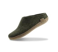 GLERUPS Slip On Slippers Women and Men (Green) | Unisex Slip-on Wool Slippers with Leather Sole | Comfy Slippers Women Men | Cosy Gents and Ladies Slippers