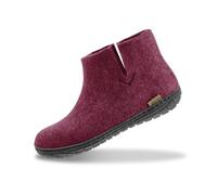 GLERUPS Women's and Men's Indoor and Outdoor Slippers with Rubber Sole (Cranberry) | Unisex Wool Slipper Boots | Comfy Men's and Women's Slipper Boots | Cosy Gents and Ladies Boot Slippers