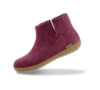 GLERUPS Women's and Men's Indoor and Outdoor Slippers with Rubber Sole (Cranberry) | Unisex Wool Slipper Boots | Comfy Men's and Women's Slipper Boots | Cosy Gents and Ladies Boot Slippers