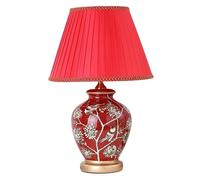 GLETSF 20.8" Modern Ceramic Table Lamp With Fabric Shade, Retro Bedside Lamp,Small Lamp For Bedroom Living Room Nightstand-B