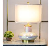 GLETSF 21.6" Modern Ceramic Table Lamp For Bedroom Living Room,Jingdezhen Rainbow Glazed Desk Lamp,Bedside Lamps For Study Room Office Dorm Nightstand Lamp End Table Lamps