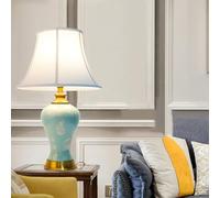 GLETSF 25.2" Modern Blue Ceramic Table Lamp Jingdezhen Crystallized Glazed Ceramic Desk Lamp For Living Room, Farmhouse Bedside Nightstand Lamp For Bedroom Home Office Dorm-B