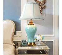 GLETSF 25.2" Modern Blue Ceramic Table Lamp Jingdezhen Crystallized Glazed Ceramic Desk Lamp For Living Room, Farmhouse Bedside Nightstand Lamp For Bedroom Home Office Dorm-C