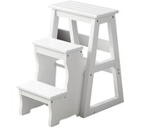 GLETSF 3 Step Solid Wood Folding Ladder Chair, Convertible Folding Chair Step Stool Display Stand Protable Wooden Step Stool For Adults Office Home Kitchen Outdoor