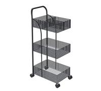 GLETSF 3 Tier Handicraft Kitchen Storage Rack with Wheels for Multi-Purpose Use in Bathroom, Office, or Living Space - Versatile Organization Solution,Black-Small