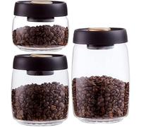 GLETSF 3pcs Kitchen Transparent Sealed Jar Vacuumed Coffee Bean Storage Jar Glass Storage Jar Fresh-keeping Storage Jar,