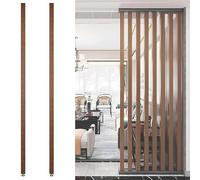 GLETSF 8Ft/7Ft/6Ft/5Ft/4Ft/3Ft/2Ft Tall Wooden Room Divider - Floor-To-Ceiling Privacy Screen Partition For Bathroom, Daycare, Studio, Apartment - Stylish Wood Slats Design-2 Pcs-210cm/6.88ft