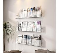 GLETSF Acrylic Floating Shelves Magazine Holder Wall Mounted,Clear Brochure Holder Magazine Rack, Record Holder, Hanging Bookshelf Literature Storage Shelf For Office Church Hom-Length 50cm/19.7inch