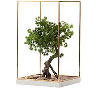 GLETSF Artificial Bonsai Tree Living Room Marble Base Pebbles Wood Root Carving Fake Plant Potted Ornaments Study Office Simulation Tree