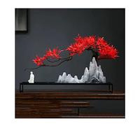 GLETSF Artificial Plants Artificial Bonsai Tree New Chinese-Style Green Simulation Welcome Pine Bonsai Tree Indoor Living Room Decor Rockery Simulation Plant Fake Tree Bonsai Pi