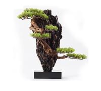 GLETSF Artificial Tree Rockery Welcomes Pine Bonsai Tree Wood Root Carving Glass Material Design Clear Lines Simple And Natural Living Room Home Office Simulation Bonsai