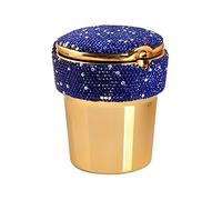GLETSF Ashtray For The Home Crystal Car Ashtray Portable Cup Holder Metal Auto Ashtrays Gifts Portable Ashtray Outdoor Travel, Home Use Ash Holder-Black,blue,gold,silver-Style 1