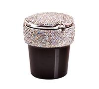 GLETSF Ashtray For The Home Crystal Car Ashtray Portable Cup Holder Metal Auto Ashtrays Gifts Portable Ashtray Outdoor Travel, Home Use Ash Holder-Black,blue,gold,silver-Style 2