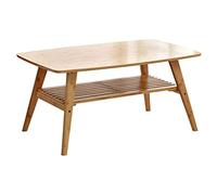 GLETSF Bamboo Coffee Table Storage Shelf For Living Room Rectangular Tv Table Modern Sofa Table Office Bedroom Foldable End Table Centro-Wood Color-120cm