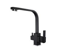 GLETSF Black Pull Down Brass Kitchen Sink Faucet Hot & Cold Water Mixer Dual Spout 360 Rotation High Arc Chrome Finish Stylish Kitchen Tap for Modern Home,Black and Gold