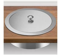 GLETSF Built-in Kitchen Countertop Trash Can Stainless Steel Recessed Garbage Chute with Lid Space-Saving Cabinet Waste Container Ideal for Commercial Use,Single Lid-round