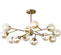 GLETSF Ceiling Lights, Gold Sputnik Chandeliers 15 Lights Modern V-Intage Ceiling Light Fixtures Elegant Pendant Light Compatible With Kitchen Dining Room Living Room Foyer-Copper-12 head