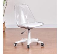 GLETSF Clear Desk Chair, Ergonomic Computer Chair 360° Swivel And Height Adjustable Vanity Chair, Armless Acrylic Office Chair With Wheels,Modern Cute Rolling Home Office Desk C-Clear