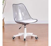 GLETSF Clear Desk Chair, Ergonomic Computer Chair 360° Swivel And Height Adjustable Vanity Chair, Armless Acrylic Office Chair With Wheels,Modern Cute Rolling Home Office Desk C-Grey