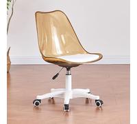 GLETSF Clear Desk Chair, Ergonomic Computer Chair 360° Swivel And Height Adjustable Vanity Chair, Armless Acrylic Office Chair With Wheels,Modern Cute Rolling Home Office Desk C-Brown
