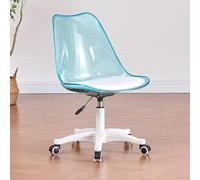 GLETSF Clear Desk Chair, Ergonomic Computer Chair 360° Swivel And Height Adjustable Vanity Chair, Armless Acrylic Office Chair With Wheels,Modern Cute Rolling Home Office Desk C-Blue