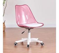 GLETSF Clear Desk Chair, Ergonomic Computer Chair 360° Swivel And Height Adjustable Vanity Chair, Armless Acrylic Office Chair With Wheels,Modern Cute Rolling Home Office Desk C-Pink