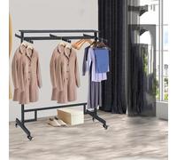 GLETSF Clothing Rack, Heavy Duty Garment Rack With Wheels, Metal Clothes Hanger Rack With Adjustable Double Rod, 6 Arms Display Stand, For Boutique Shops Large Retail Stores Sto-120 * 50 * 155CM