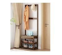 GLETSF Coat Rack Entryway Hall Tree Coat Rack With Shoe Ben Storage Shoe Rack With 4-In-1 Design Hooks Wood Accent Furniture Easy Assembly For Bedroom Living Room Office-Brown-50x27x158cm