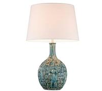GLETSF Contemporary Ceramic Table Lamp With White Shade Decor Blue Traditional Desk Lamps For Bedroom Living Room Dorm Bedside Lamp Nightstand Lamp