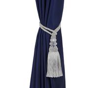 GLETSF Curtain Rope Tiebacks, 2PC Crystal Beaded Tassel Curtain Tieback Decorative Curtain Tie Home Decor Cord for Curtains Buckle Rope Room Accessories (Silver 50cm),Silver-50cm