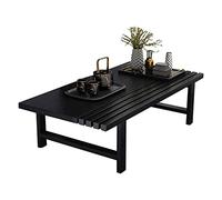 GLETSF De Centro Rectangle Coffee Table Japanese Style Low Table Black Italian Luxury Small Accent Table Multifunctional For Living Room Bedroom Balcony Tea Table