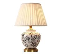 GLETSF Desk Lamps For Reading Ceramic Table Lamp Painted Flowers Table Lamps Bedroom Bedside Lamp Traditional Living Room Study Office Lamps For Living Room-A-Dimmer