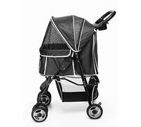 GLETSF Double Dog Stroller Foldable Dog Pram Trolley Outdoor Pet Cart Dog Cat Carrier Pet Stroller Blue Oxford Cloth Steel Pipe High-Intensity 4-Wheels One-Key (A) (B)
