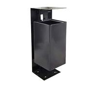 GLETSF Dustbin Square Outdoor Trash Can, Black Paint Trash Can with Top Cover and Ashtray, Durable Stainless Steel Trash Can, Easy to Install Trash Can