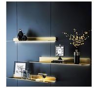GLETSF Floating Shelves Hanging Shelve Storage Organizers Multi-Layer,Aluminum Alloy Light-Emitting Shelves, Floating Wall Shelves with Built-in Illuminated LED Light and Trans,Gold-40x20x6.8cm