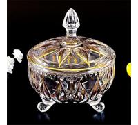GLETSF Glass Storage Jar Living Room Coffee Table Water Drop Relief Fruit Organizer Desktop Hand Painted Gold Candy Jars,