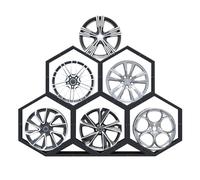 GLETSF Hexagon Tire Display Stand For Garage And Auto Shop, Durable Rim Rack For Commercial Exhibition And Workshop, Enhances Wheel Presentation For Trade Shows-(5+2) Rim Rack