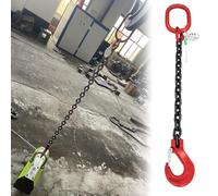 GLETSF Lifting Chains 1 Leg, Heavy Duty 1M Chain Hanging With Lift 1 2 3 5 8 11 Ton Capacity With Self-Locking Hook, Site Construction Red Chain Sling-1m L-1 Ton Lifting Capacity