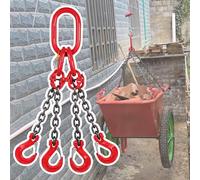 GLETSF Lifting Chains 4 Leg With Grab Hooks 2 3 5 6 10 13 Ft, Engine Lift Chain For Cargo Security Towing, Commercial Site Construction Weight Chain Slings-L 1m/3.3ft-4.7 Ton load