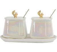 GLETSF Light luxury Nordic ceramic seasoning jar seasoning box combination set kitchen salt shaker monosodium glutamate seasoning bottle,A-2grids