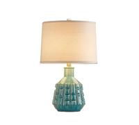 GLETSF Modern Contemporary Ceramic End Table Lamps For Living/Study Room Desk Décor,Bedside,Nightstand Lamps For Bedroom Office Farmhouse,Kiln Turns Blue-35.5 * 60cm