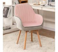 GLETSF Modern Velvet Office Chair Comfortable Swivel Accent Chair With Wooden Legs Stylish White Desk Chair 2.41 X 87 Cm Ideal For Home/Office Decor.-Pink 1-41X87CM