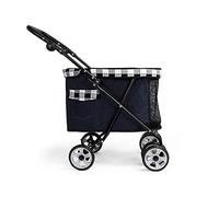 GLETSF Pet Stroller Puppy Dog Out Trolley Small Foldable Baby Strolling Cart for Small Medium Dogs Cats Travel Camping Lightweight Dog Supplies Load 27.5 Lbs (Blue 1) (Black)