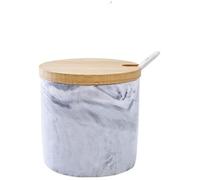 GLETSF Simple seasoning jar kitchen seasoning bottle household ceramic seasoning jar spoon cover a seasoning box 300ml,D-As the picture shows