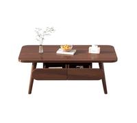 GLETSF Solid Oak Wood Coffee Table With 2 Drawers Mid Century Modern Tea Table Rectangular Center Table For Living Room Balcony Apartment Office Centro