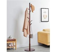 GLETSF Stand Rack Stand Hat Rack Wooden Coat Rack Free Standing Coat Tree With 8 Hooks Stable Round Base Modern Coat Jackets Hanger For Bedroom Hallway Entryway Adjustable Garme