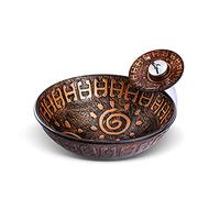 GLETSF Tempered Glass Bathroom Vessel Sink,16.5Inch Round Artistic Vessel Bathroom Vessel Sink With Waterfall Faucet Pop Up Drain,Counter Top Installation-D