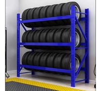 GLETSF Tire Display Stand,Metal Car Tire Rack Racks For Warehouse Storage, Trucks Tire Stand Large Loading Capacity Tyre Rack, Wheel Rim Tire Storage Rack-Blue-150x50x200cm